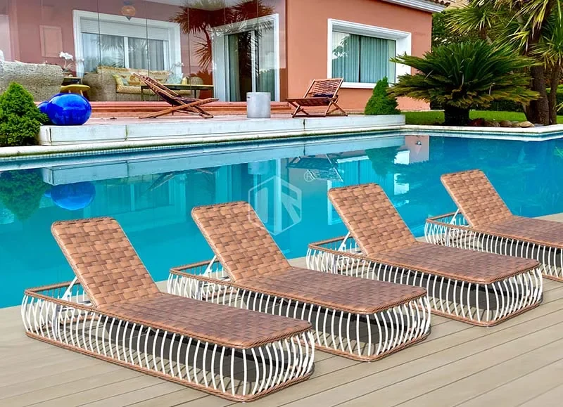 Factory Direct PE Rattan Sun Beach Chair Chaise lounge Outdoor Swimming Pool Furniture