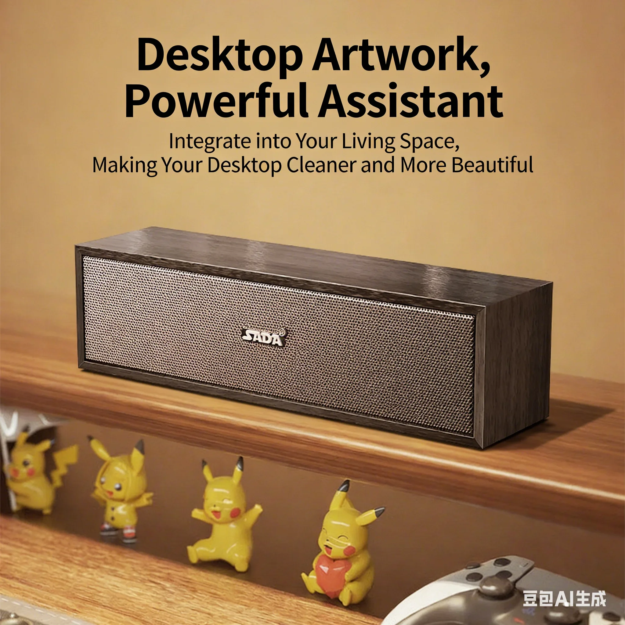 مكبر صوت للكمبيوتر يعمل بمنفذ USB مع غلاف خشبي، مكبر صوت ستيريو HiFi كامل المدى للصوت على الكمبيوتر المحمول/سطح المكتب/المكتب المنزلي