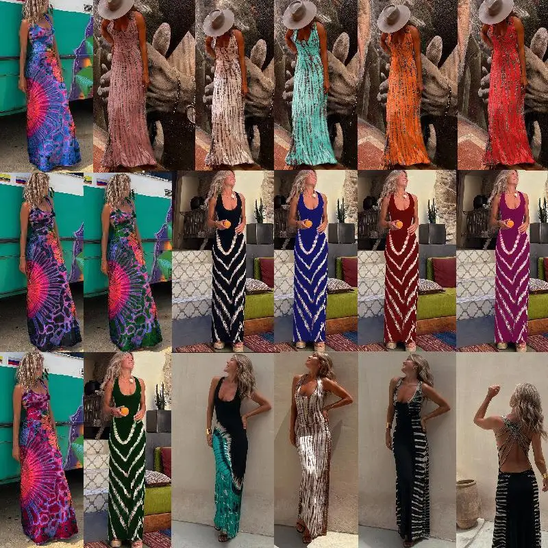 

Sexy Cross Ba Printed Dr Women's Independent Station New Arrival Gown Multiple Designs China Made Faion Clothing