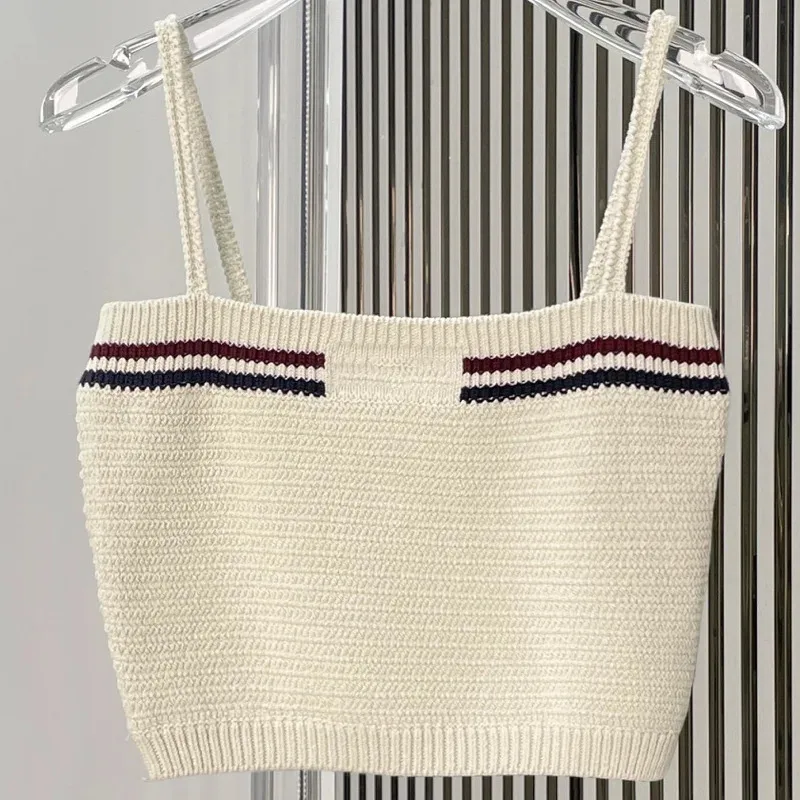 

High-quality women's knitted racerback top vest with delicate shoulder straps - sexy and refreshing luxury tanks 2571759