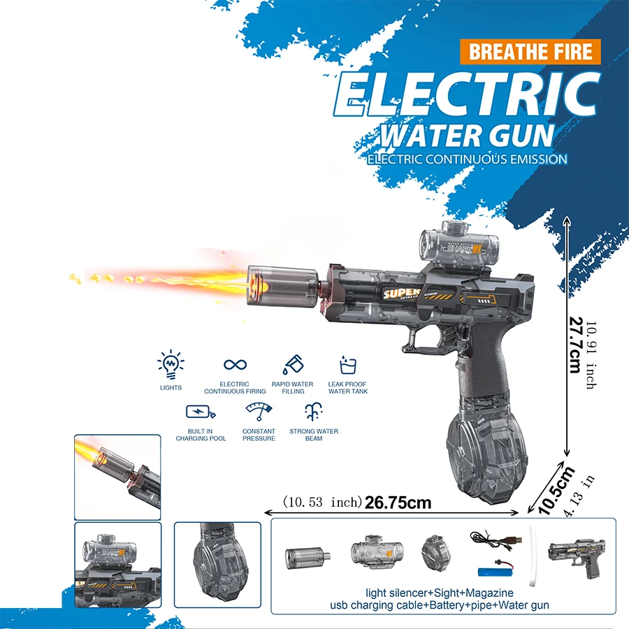 Electric pulse, large capacity burst, water blaster gun, high-speed linkage and continuous firing
