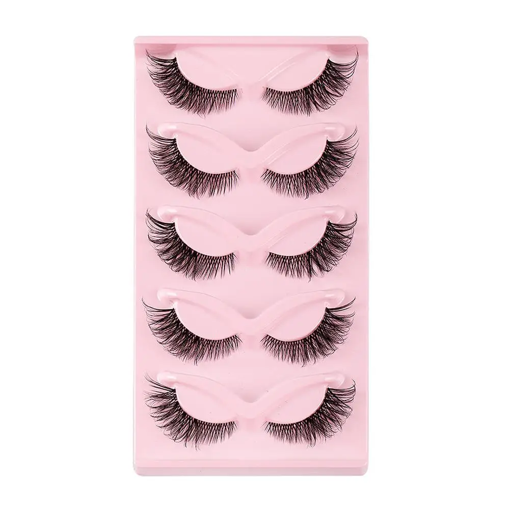 5 Pairs Cat Eye Lashes Faux Mink Eyelashes Natural long Lashes End Lashes Manga Eyelashes Eye hot Elongated Makeup Winged F Z6D0