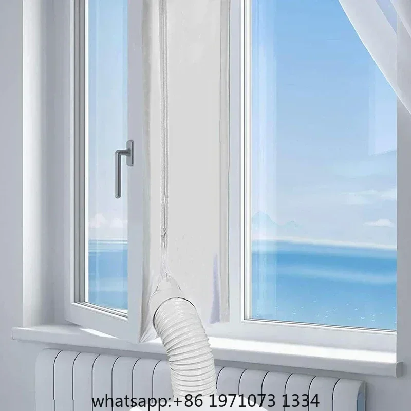 AirLock Window Seal for Portable Air Conditioner,3m 4m Flexible Cloth Sealing Plate Window Seal with With Zip and Adhesive Fast