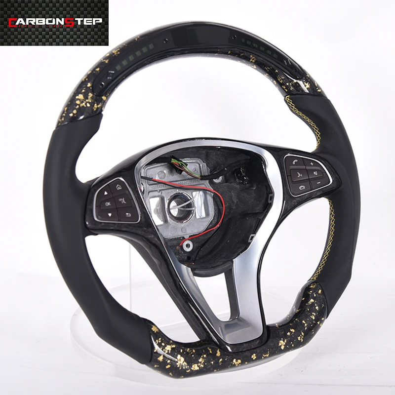 

Personalized Customization Glossy Carbon Fiber Steering Wheel With Genuine Leather For Mercedes Benz