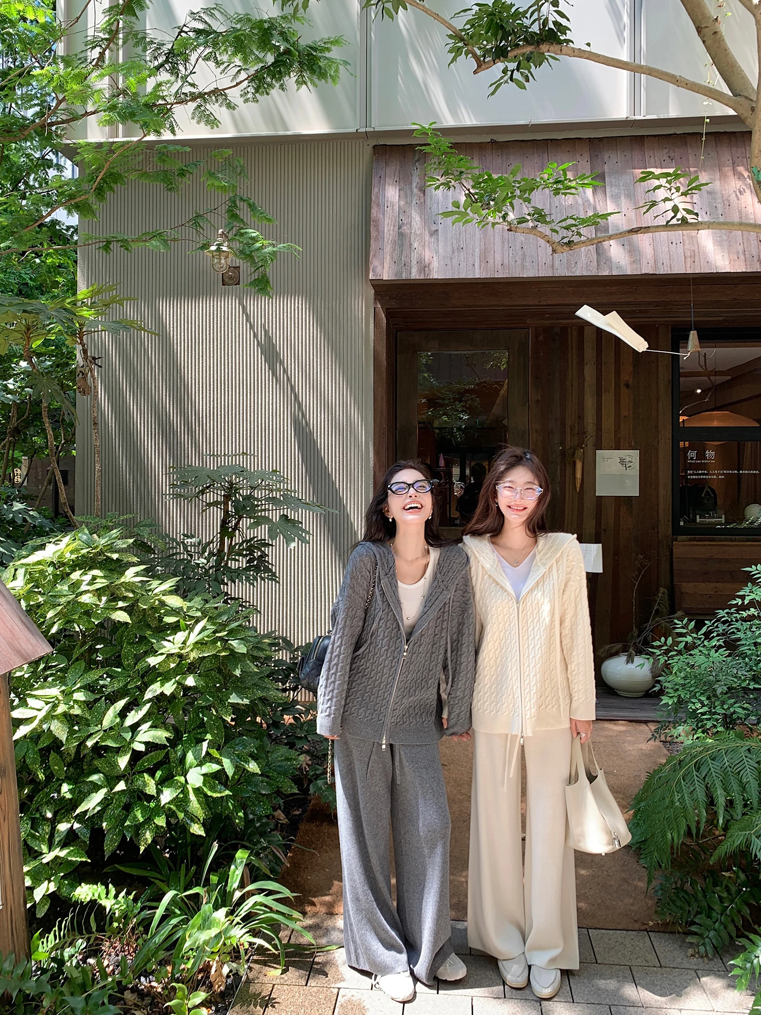 

Комплект из мериносовой шерсти Lilylikes: вязаный кардиган и свободные брюки, осенний повседневный модный женский костюм-тройка 070г