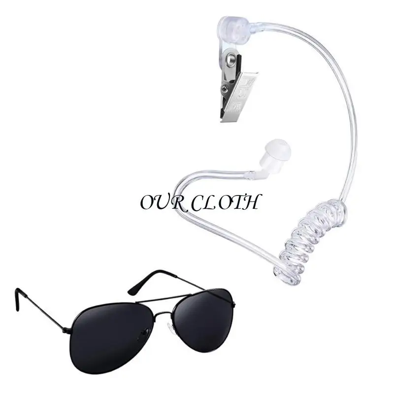 Security Guard Cosplay Costume for Adult Halloween Drese up Secret Agent Dress Up Outfits with Sunglasses Earpiece Badge Y1AC