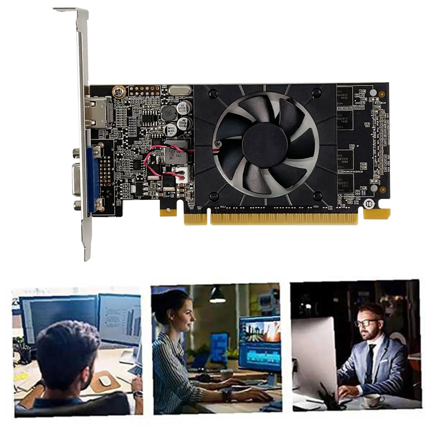 بطاقة رسومات GT705 سعة 1 جيجابايت GDDR3 64 بت 810 ميجا هرتز PCIE 2.0 - بطاقة فيديو VGA متوافقة مع اللوحة الأم الملونة ASUS-POS