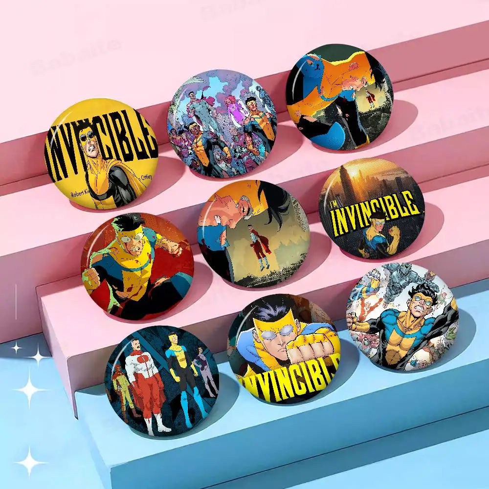 I-Invincible Anime Brooches Cute Cartoon  Badge Jacket Jeans Lapel Pin Gift Accessorie