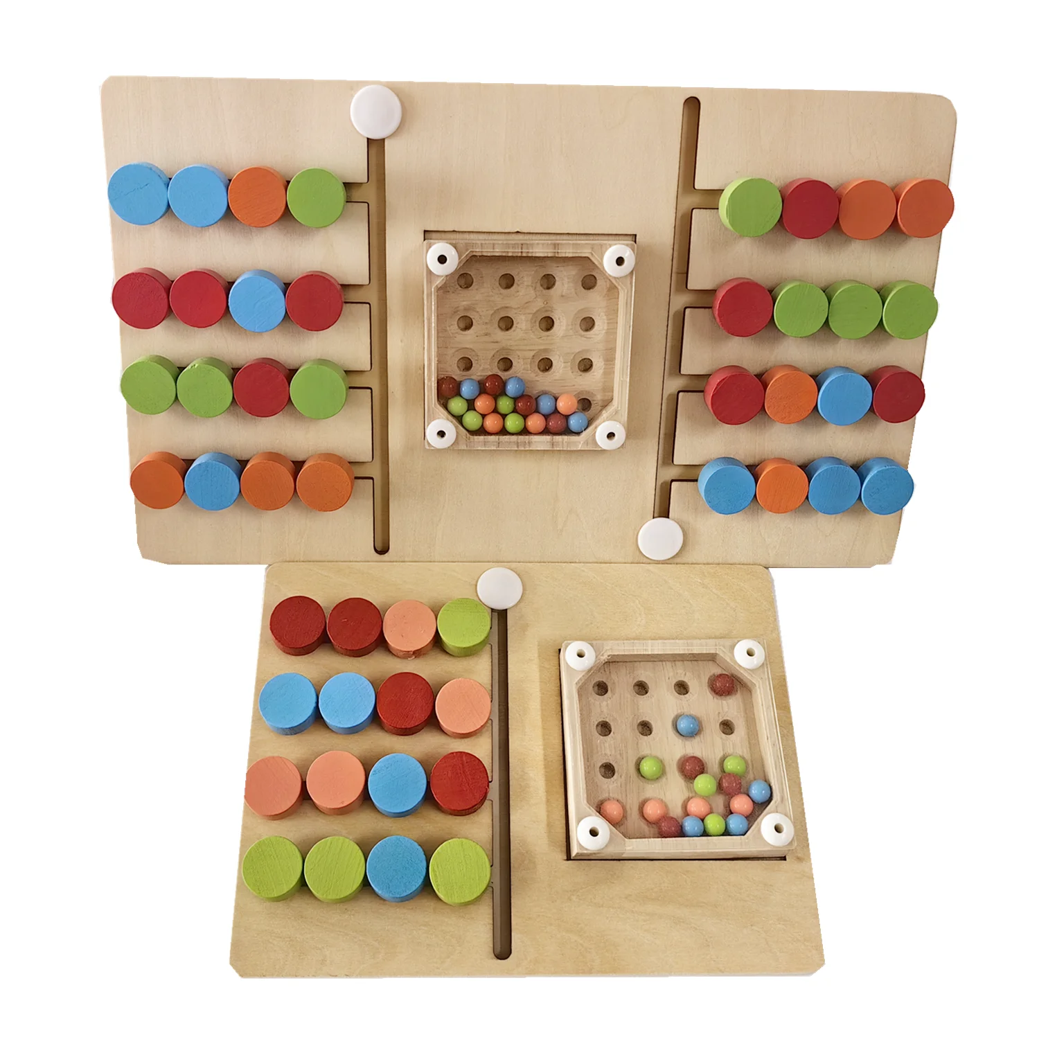 Wooden Shaking Bead Four-color Positioning Toy Color Shape Matching Cognition Learning Game Board Gifts for Children Gift