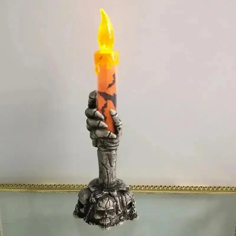 Vela LED verde y naranja para Halloween – Decoración festiva para mesas y bares - imagen 3