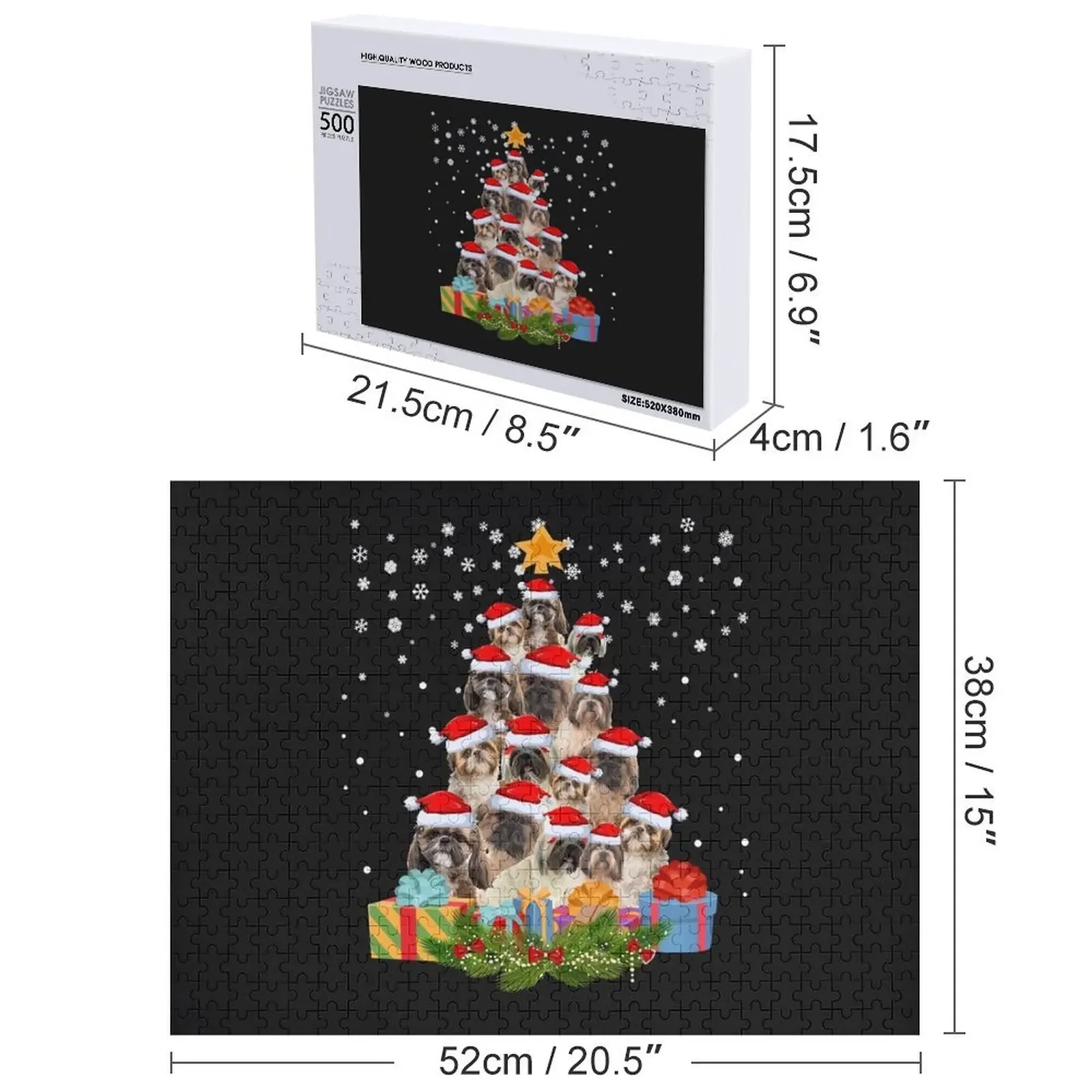 Shih tzu árvore de natal engraçado natal para shih tzu amante do cão quebra-cabeça jogo crianças bebê quebra-cabeça de madeira