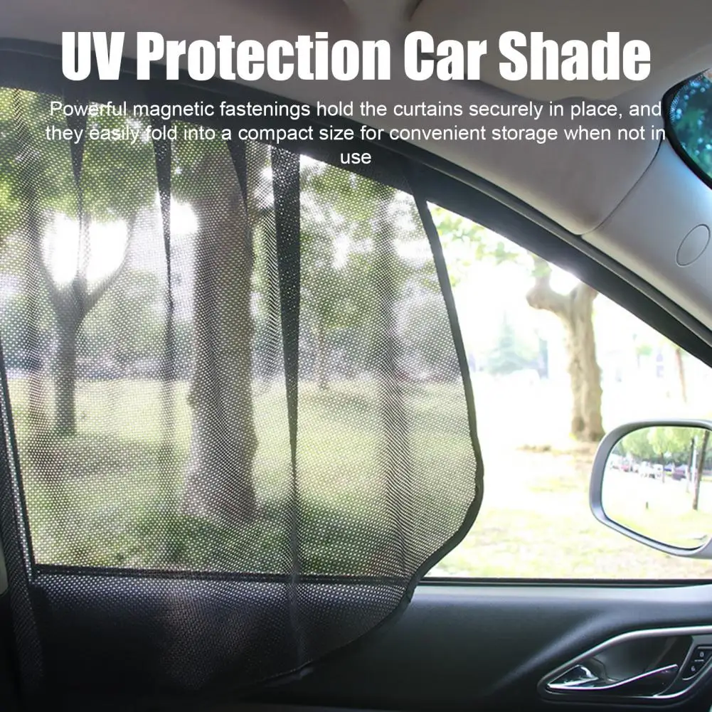 1 Set Car Windshield Sunshade Blackout Mesh Sun Protection Car Curtain UV-proof Magnetic Protection Side Window Sun Shade