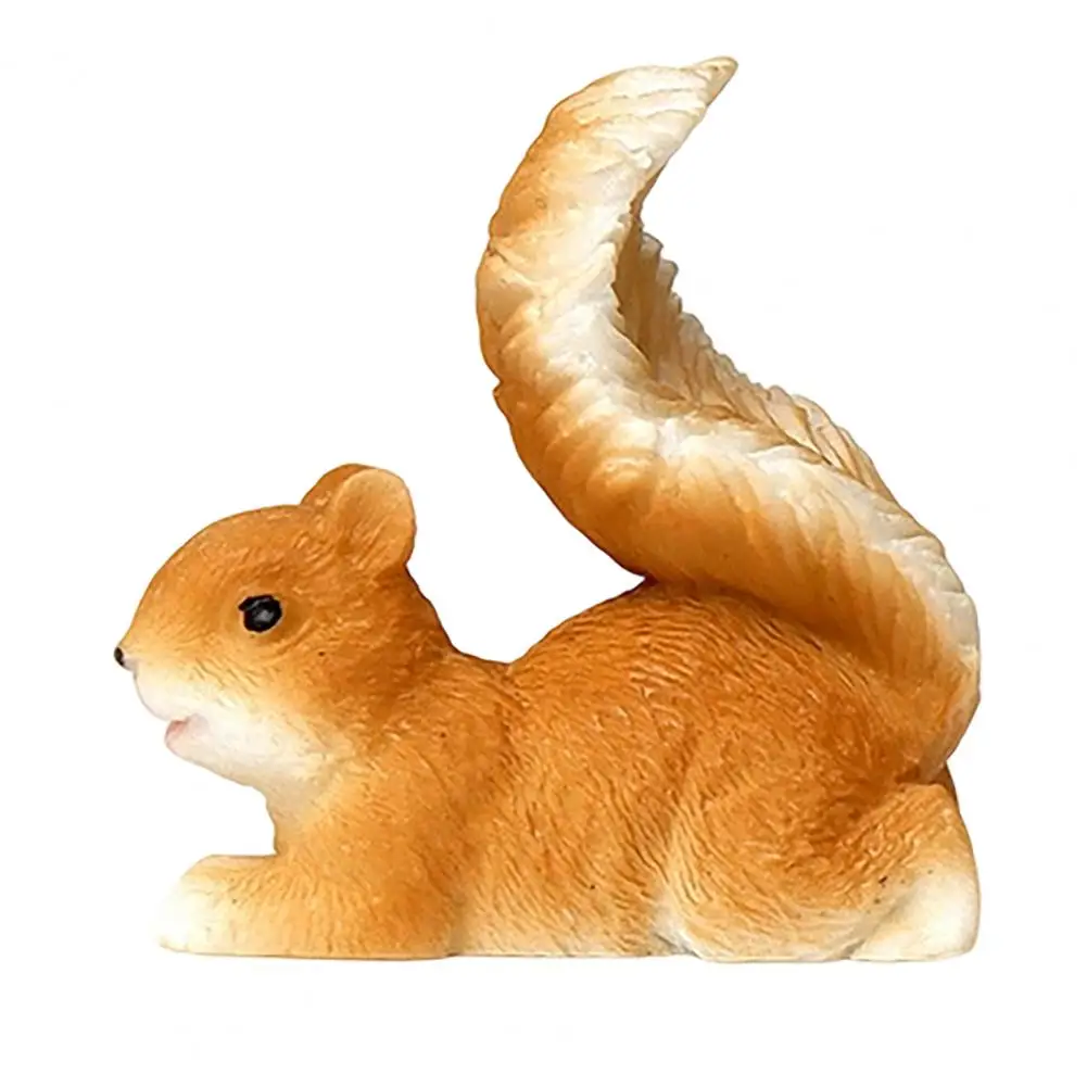 Miniature Figurine Tiny Decorative Sculpture Mini Squirrel Figurine Resin Statue Tiny Fairy Garden Accessory for Moss Landscape