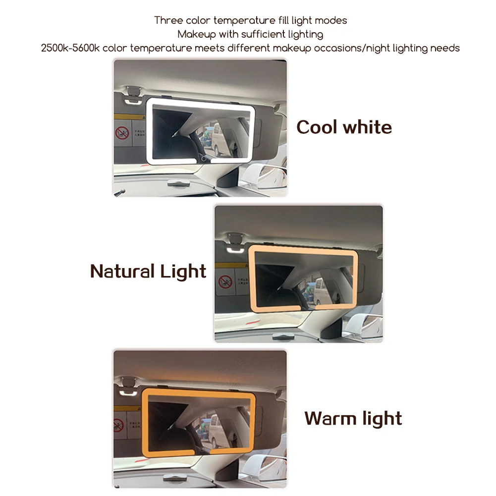 LED-make-upspiegel Auto USB-make-upspiegels LED-spiegelverlichting Aanraakbediening Dimbaar Draagbaar automatisch kijkglas voor op reis