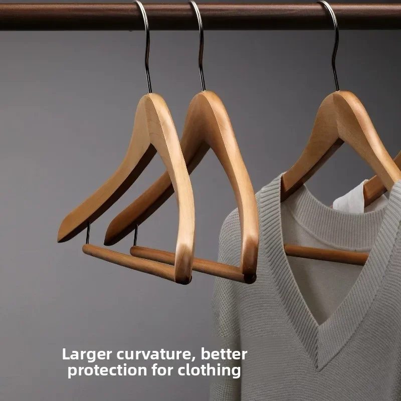 Ergonomic Curved Wooden Hanger with Non-Slip Surface – Anti-Wrinkle Suit & Shirt Organizer for Closet or Boutique