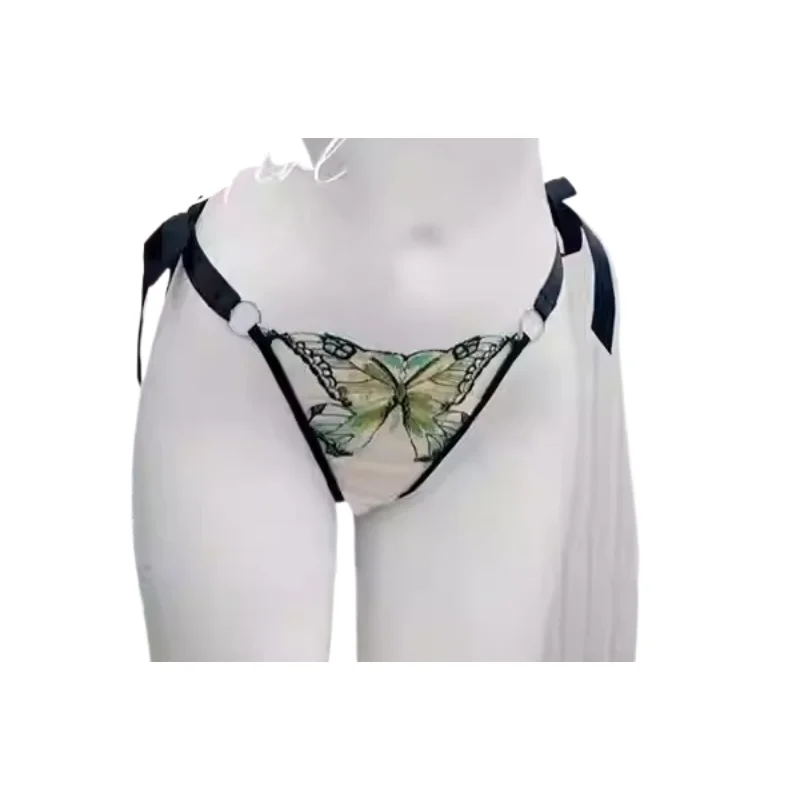 Bestseller 2026 Butterfly Embroidered Lace Mesh Lingerie Set Tie Side Minimiser Thin Sheer Sexy Comfort Ladies Underwear