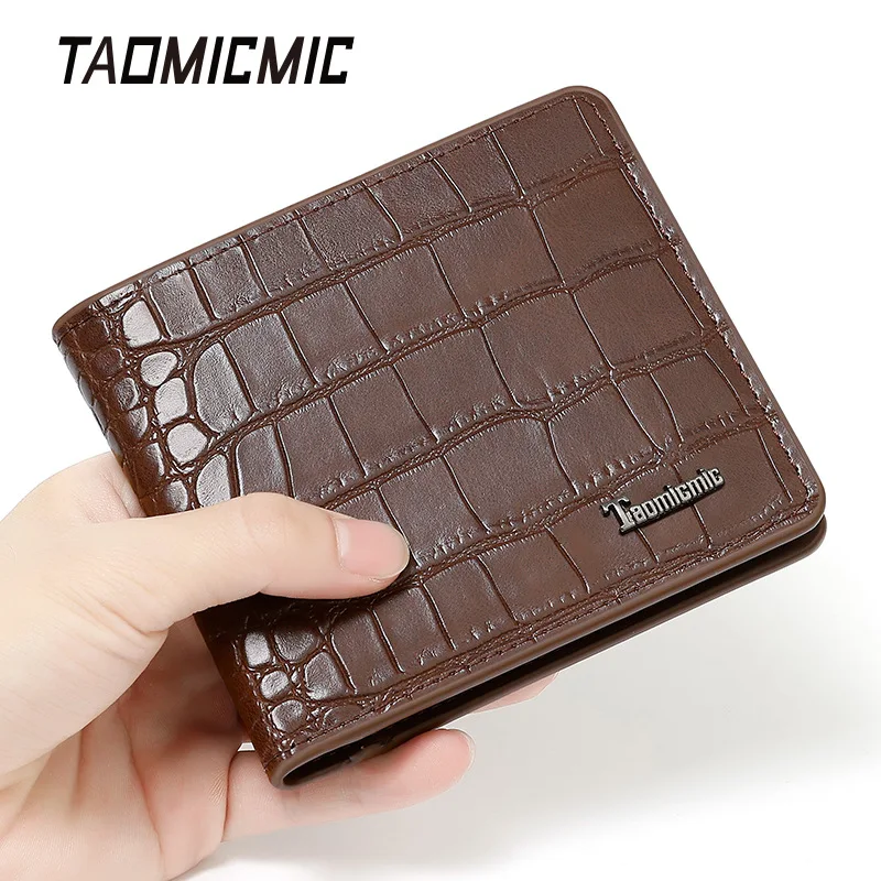 Cartera de cuero corta de dos pliegues para hombre, funda de cuero PU, cartera grande para tarjetas con ranura para efectivo de negocios con estampado de piedras