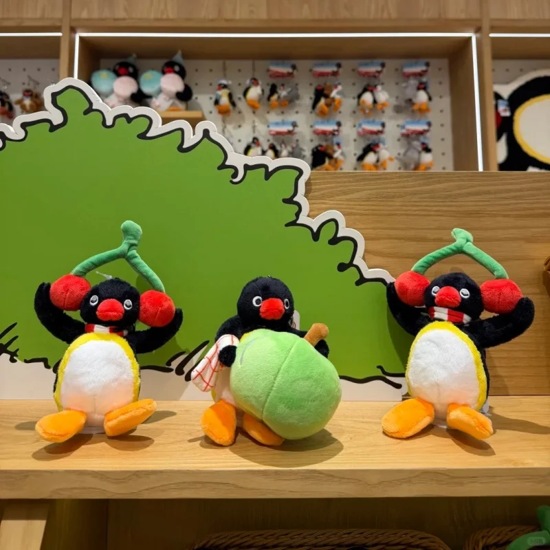Novo genuíno pingu brinquedo de pelúcia pinguim criativo série frutas brinquedo pinguim brinquedo de pelúcia cereja escuta chaveiro de pelúcia presente crianças brinquedo
