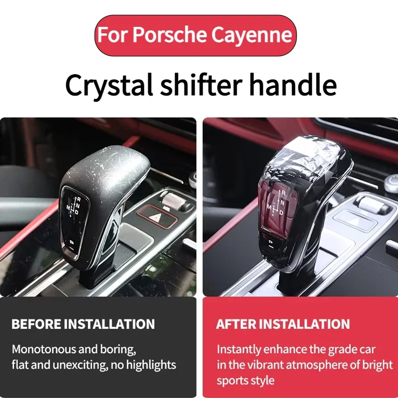 Crystal Car Gear Shift Handle Cover Lever Stick Knob for Porsche Cayenne 2018-2024 New Luxury Replacement Interior Accessories