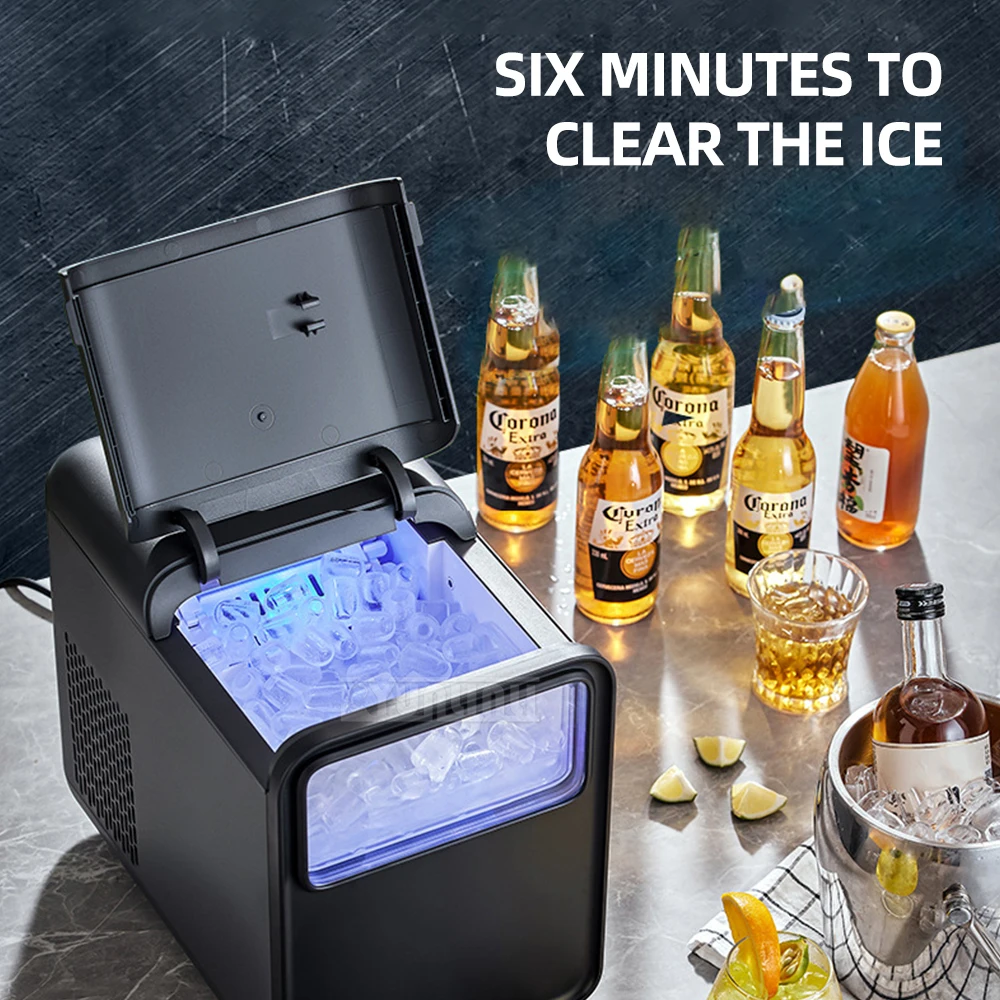 Portable Electric Ice Cube Maker Machine 9 Pellet Ice Ready in 6 Mins Ice Machine with Self-Cleaning