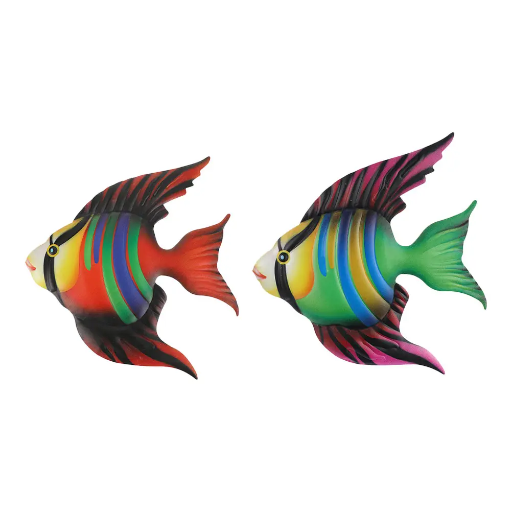 

2 Pcs Retro Decor Fish Wall Hanging Art Decorations Metal 3D Iron Red Decorative for