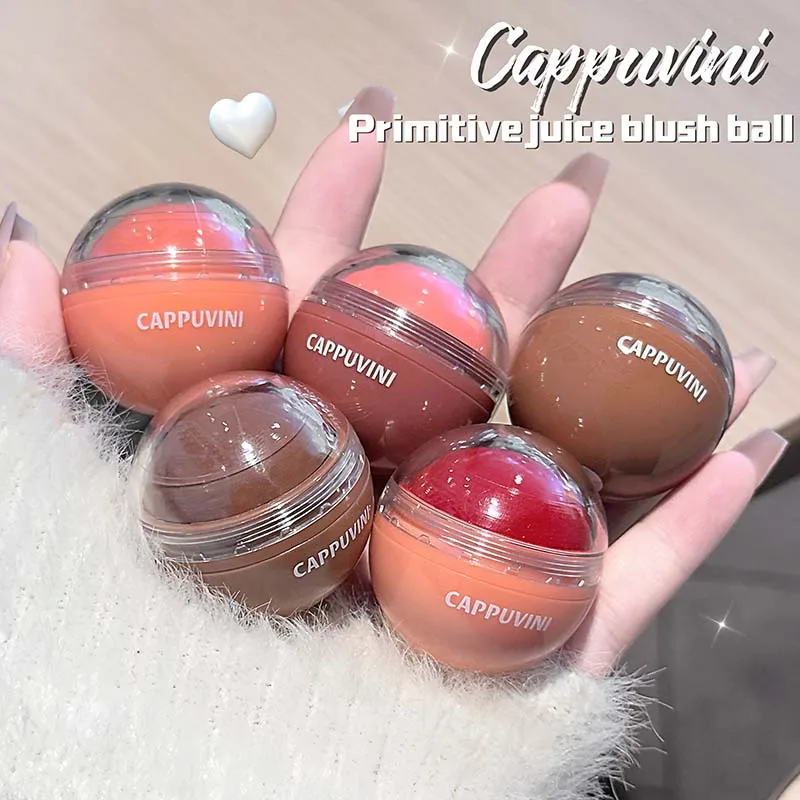 CAPPUVINI Dewy Cream Blush Ball Juicy Cheek Tint Natural Glow Long Lasting Blendable Face Blusher Korean Makeup 6 Colors