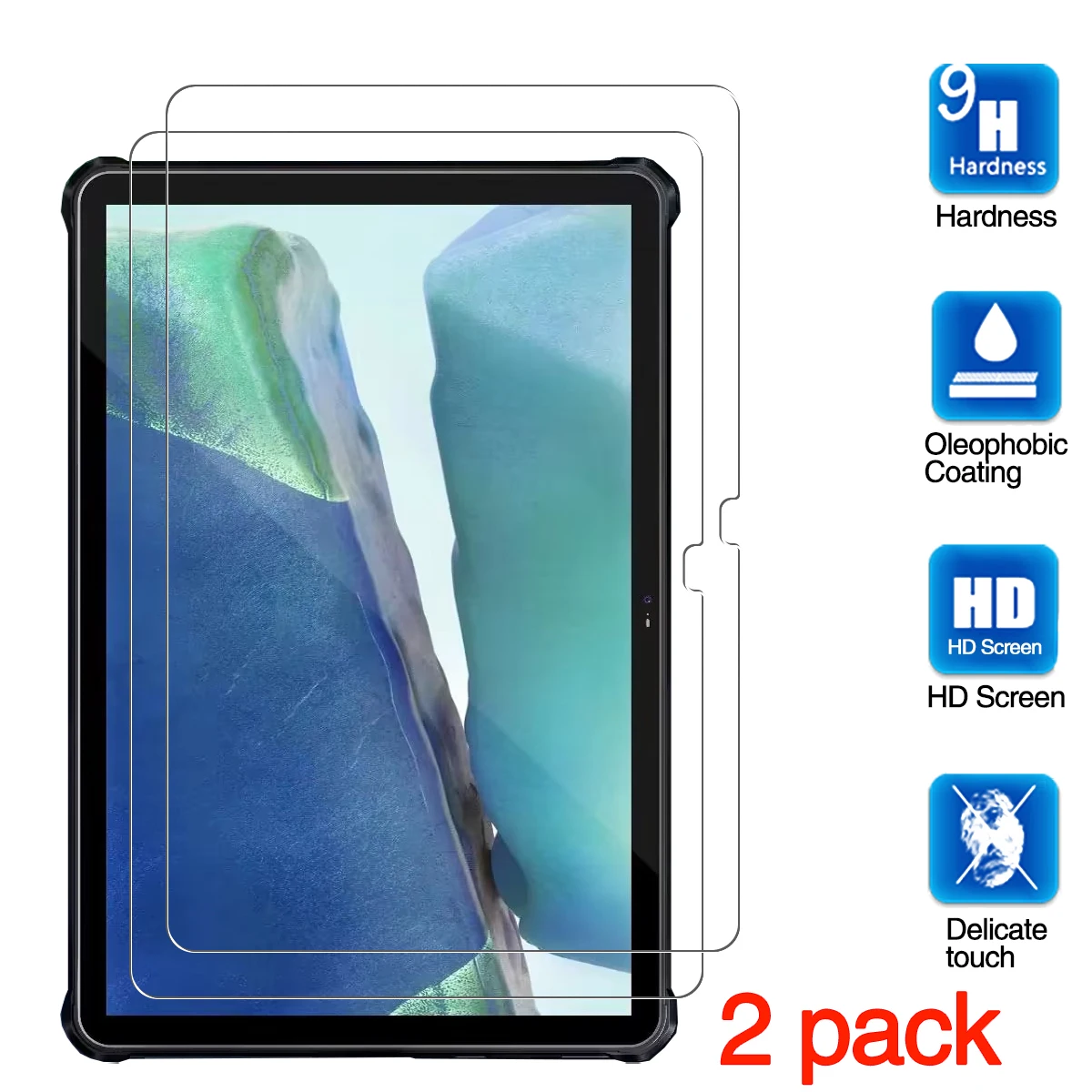 

2PCS Tempered Glass for Oukitel RT2 10.1 inch Tablet Screen Protector HD 9H Hardness Anti-scratch 10.1"