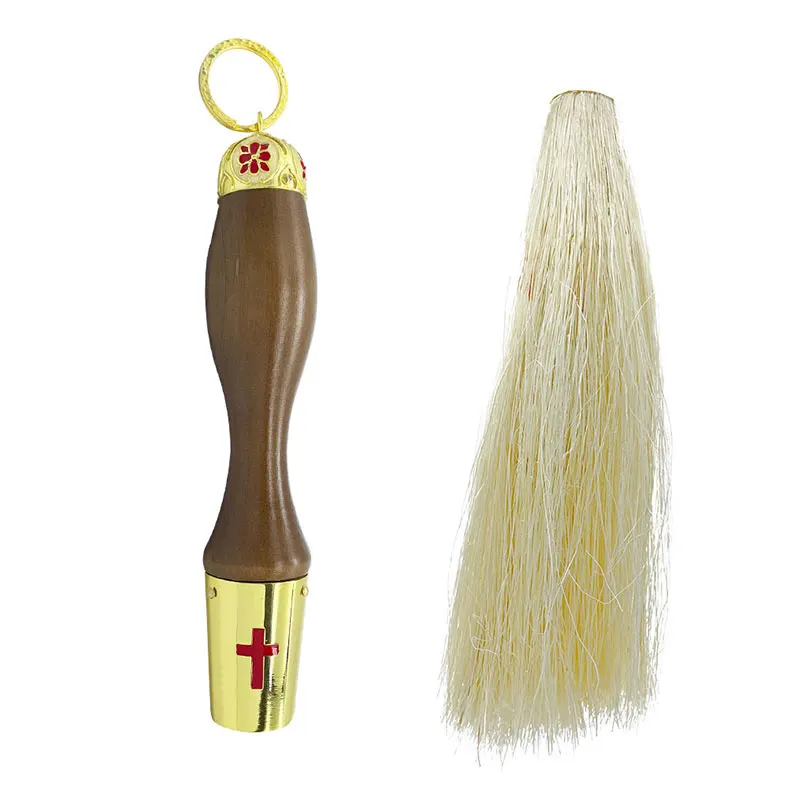 HTISOK Neue Orthodoxe Weihwasser-Sprühbürste mit Holzgriff, Synthetikwolle und Metallkreuz-Akzenten, 15 Zoll, für religiöse Zeremonien – Detail 9