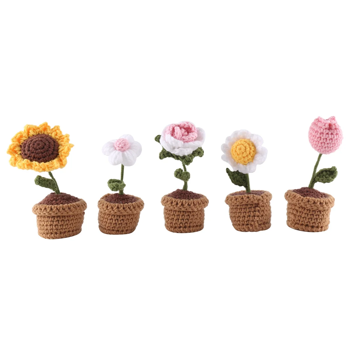 5 Pcs Potted Flowers Kit Decoration, Finished Product (Multi-Color)