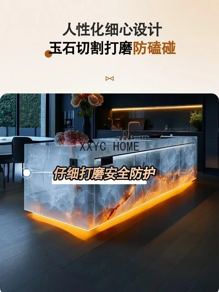 Multifunctional Luminous Jade Kitchen Island High-End Art Advanced Kitchen Kitchen Island