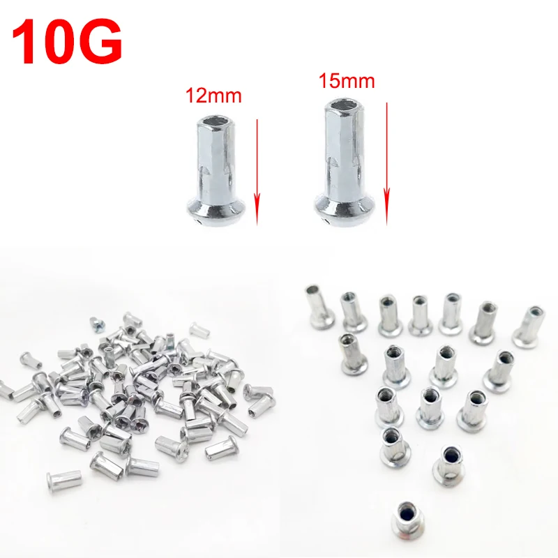 50Pcs/Lot Bicycle Spoke Nipples 14G 13G 12G 10G Silver Black 12/14/16mm Galvanize Bike Spoke Nuts For MTB E-Bike