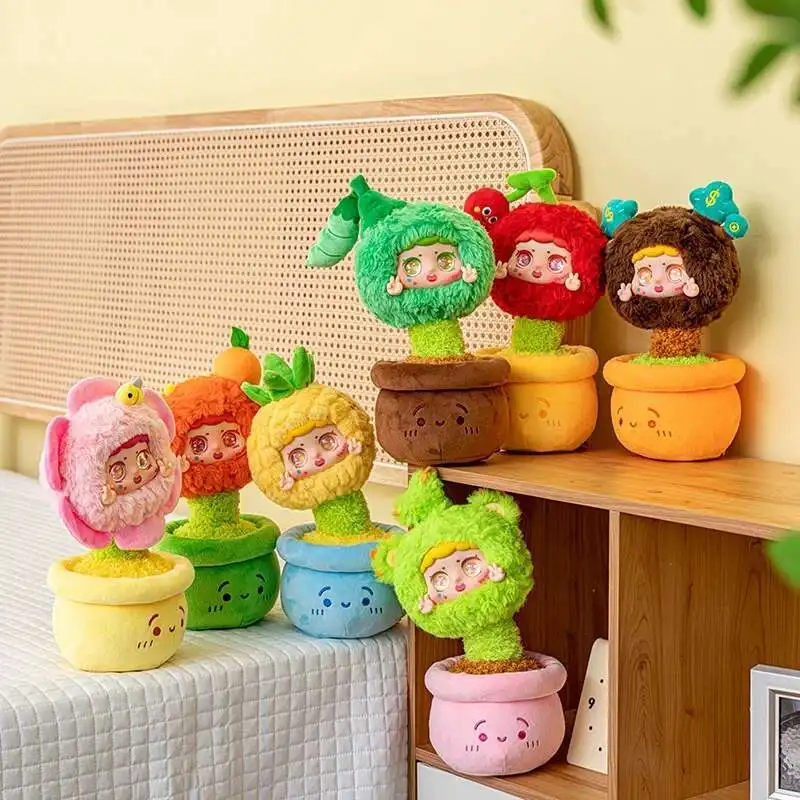 Serie de granja, Serie de plantas en maceta, juguetes de Peluche de flores suaves Kawaii, bonita planta rellena de vinilo, muñecos de Peluche, decoración de habitación, regalo de Navidad para niños