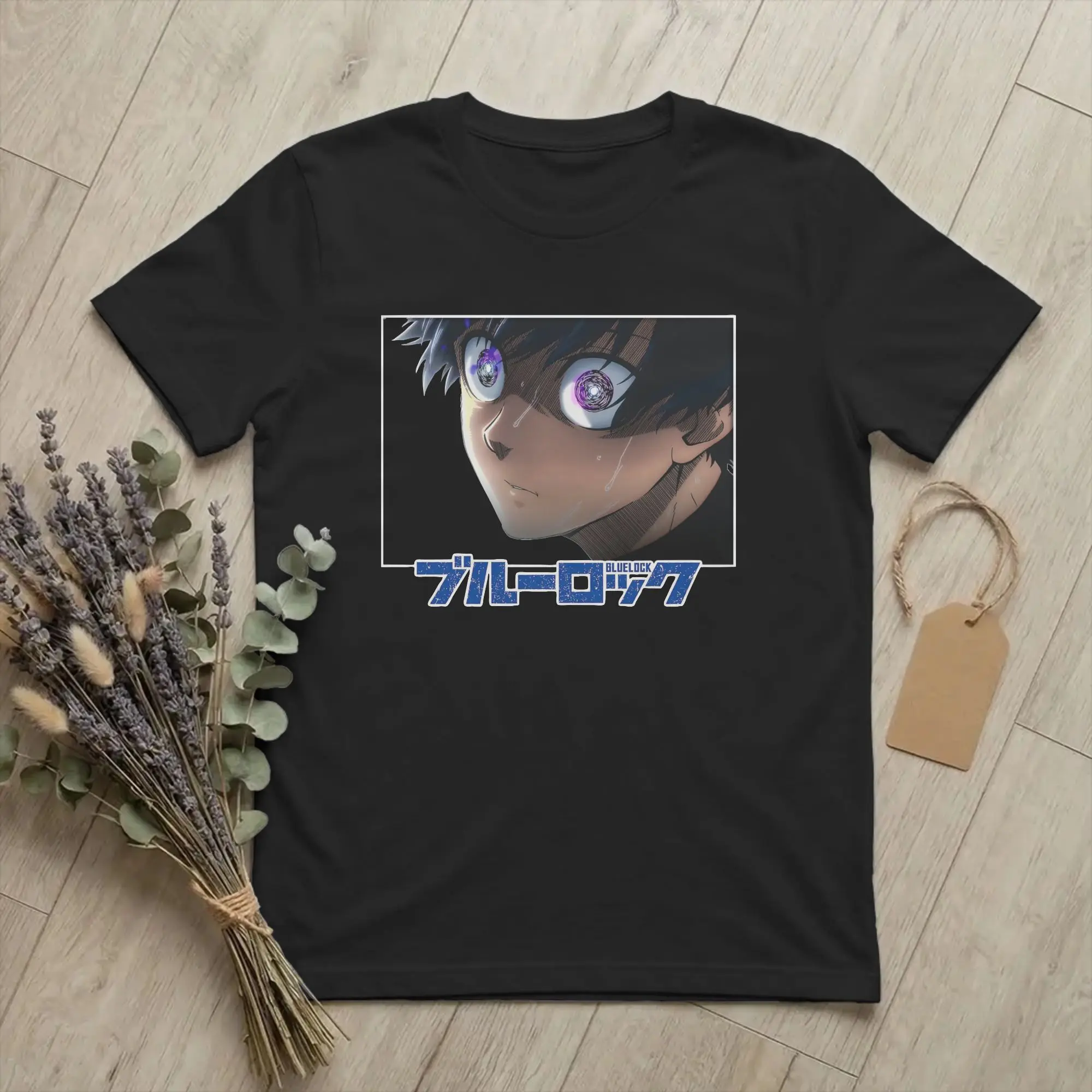 Priting Yoichi Isagi Eyes from Blues Locks T-Shirt Men's Cotton Short Sleeve  Round Neck Summer Top Tee