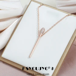 SYOUJYO 585 Gold Color Matchstick Necklaces For Women Natural Zircon Full Paved Luxury Party Jewelry Gift