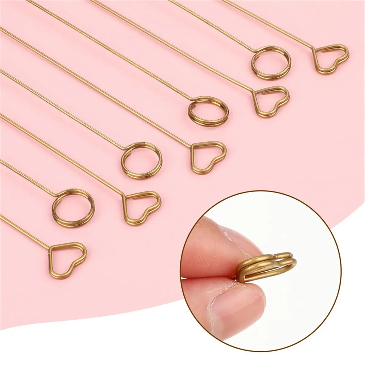 A63K& 20 Pcs Gold Flower Card Holder Sticks, 12 Inch Metal Wire Floral Picks, Gold Flower Pick Card Holder,Heart, Circle