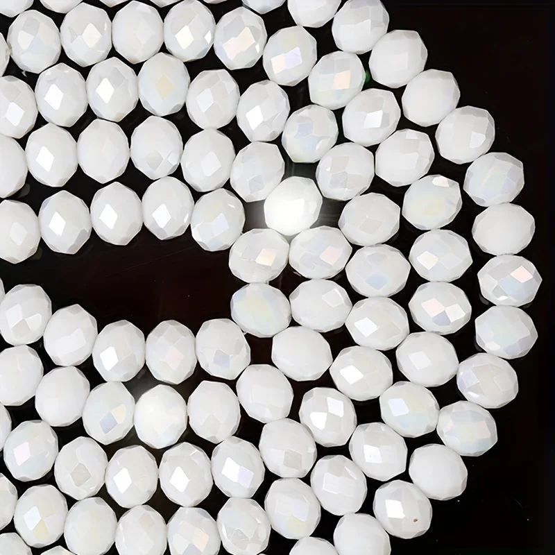 3/4/6/8mm Austria Cyrstal Glass Beads White Faceted Flat Round Loose Spacer Beads for Jewelry Making DIY Gift Bracelets Necklace