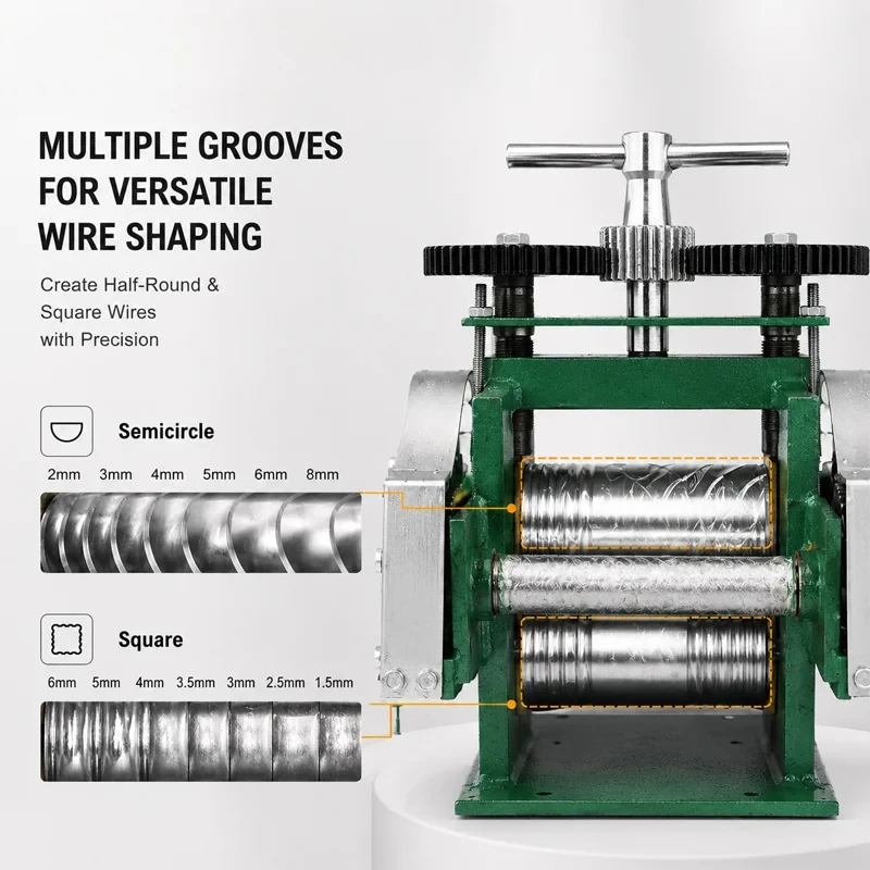 3 in 1 Jewelry Rolling Mill Machine Flat Square Half Round Wire Manual Metal Sheet Shaping Press Craft Tool Cast Iron Bas