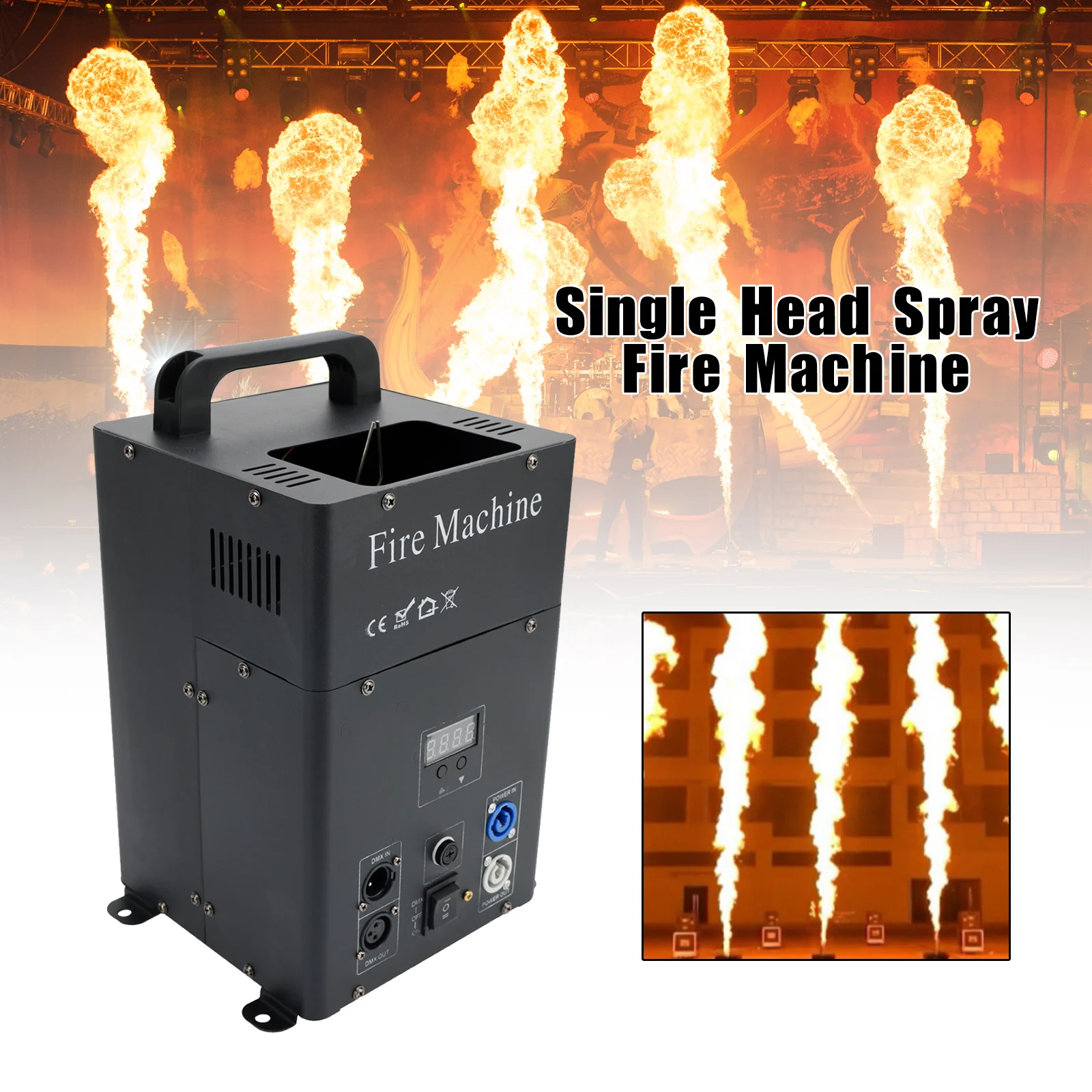 Single Head Spray Fire Machine For Stage Performance DMX Flame Thrower Projector