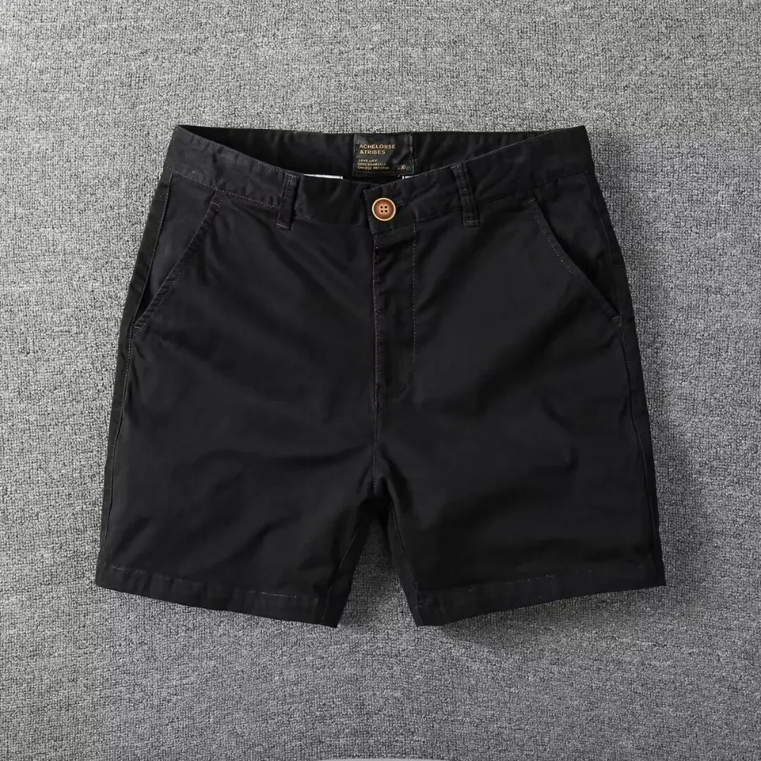 LIBIELIY Summer Men's New Fashion Cotton Shorts Casual Trendy Slim Elastic Straight Solid Color Cargo Shorts Male Clothes Short