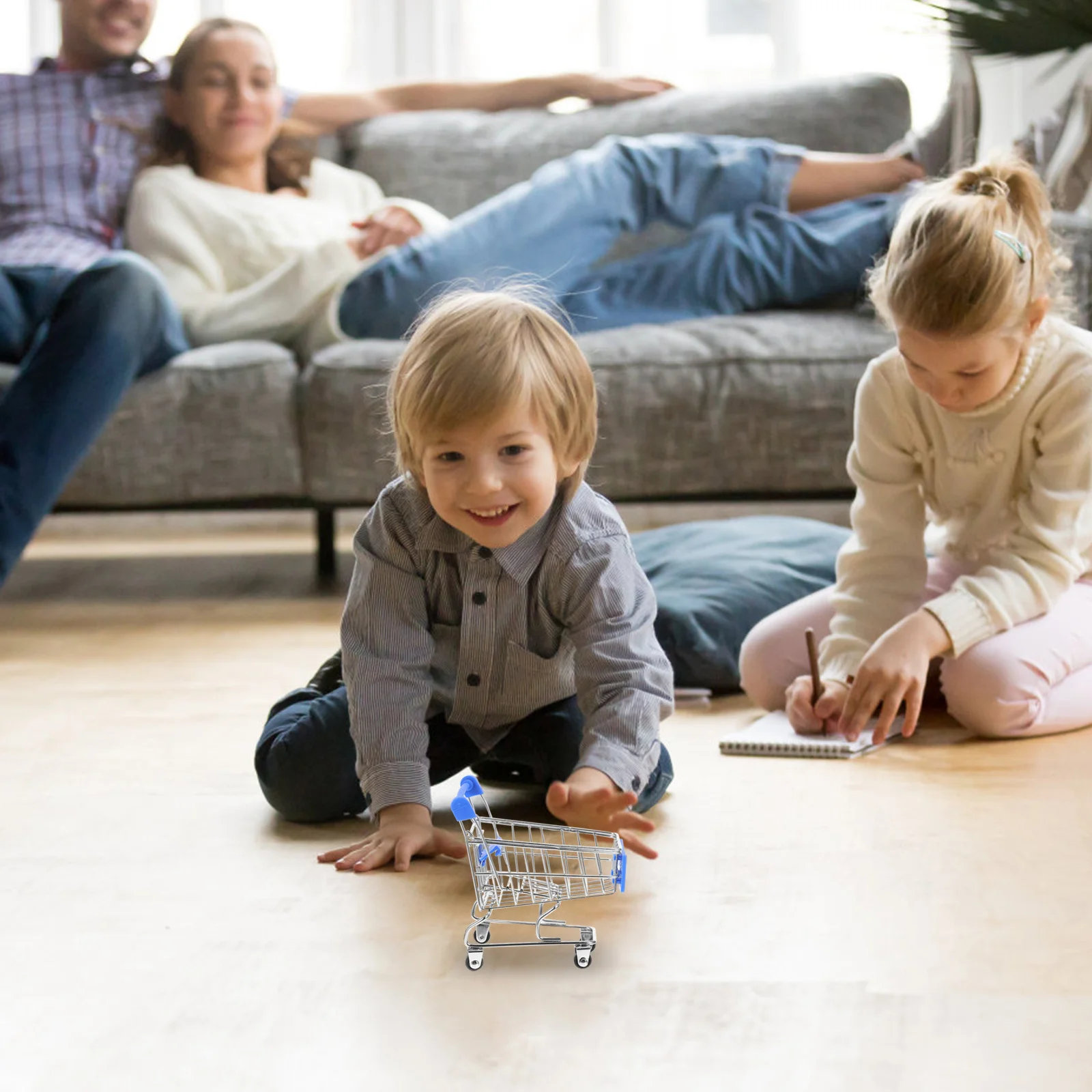 2 قطعة عربة التسوق في السوبر ماركت الصغيرة زخرفة معقدة مفصلة عربة صغيرة لمكتب الديكور اللعب التظاهر البقالة