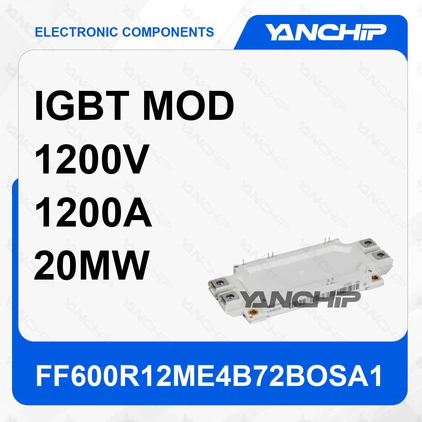 

IGBT module FF600R12ME4B72BOSA1 Trench type field stop half bridge 1200V 1200A base mounted 2.1V @ 15V，600A3 mA 37 nF @ 25 V