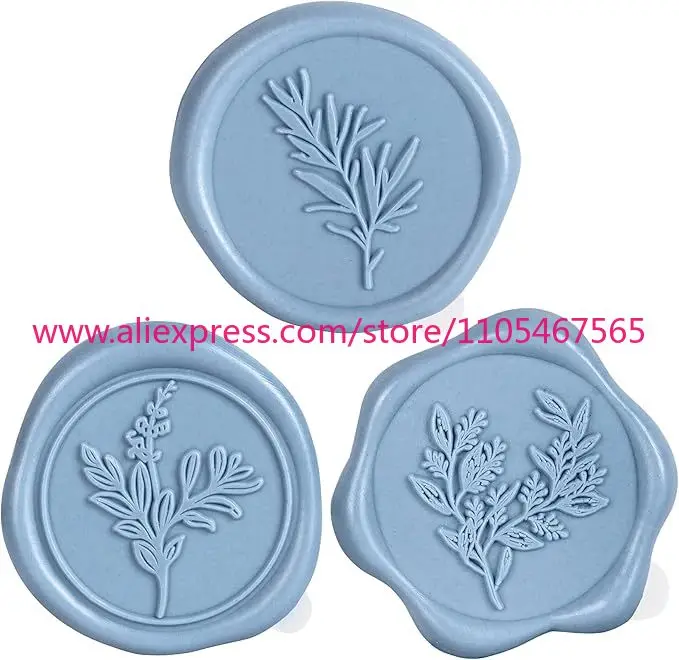 Botanical eucalyptus pattern wax seal, olive green wedding invitation sticker for letter sealing and gift wrapping