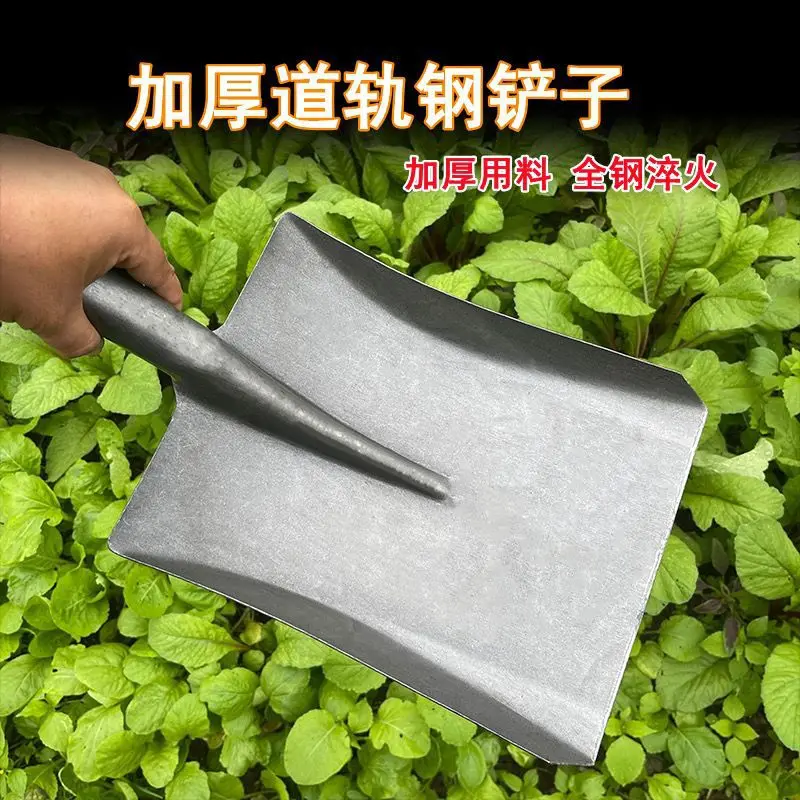 Thickened Rail Steel Shovel Pointed Spade Construction Farming Garden Snow Removal Digging Planting Outdoor Hand