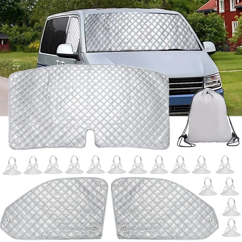 

3 шт. автомобильный солнцезащитный козырек для VW T5 T6, солнцезащитный козырек на лобовое стекло, водонепроницаемая защита, внешние аксессуары для автомобиля, крышка переднего лобового стекла