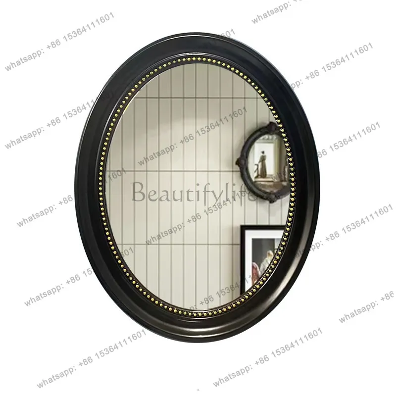Light luxury bathroom mirror V modern medieval oval mirror