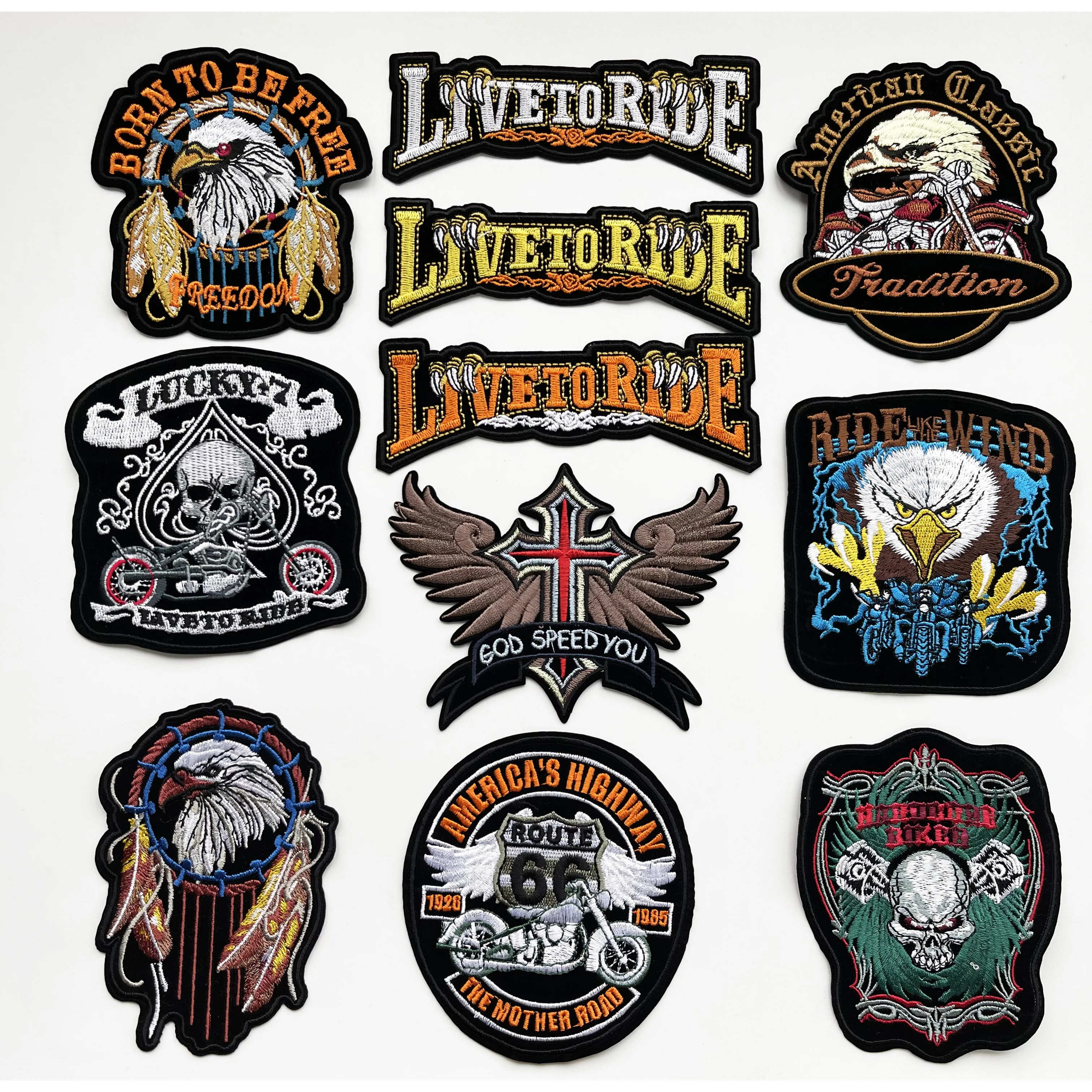 

Skull Embroidery Patch Skeleton Eagle Patch Iron On Patches For Clothing Thermoadhesive Patches On Clothes Punk Rock Style Badge