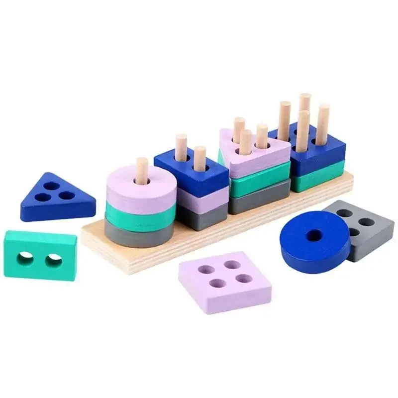 Giocattolo Montessori blocchi di costruzione in legno apprendimento precoce giocattoli educativi forma di colore Match bambini Puzzle giocattoli per bambini ragazzi ragazze