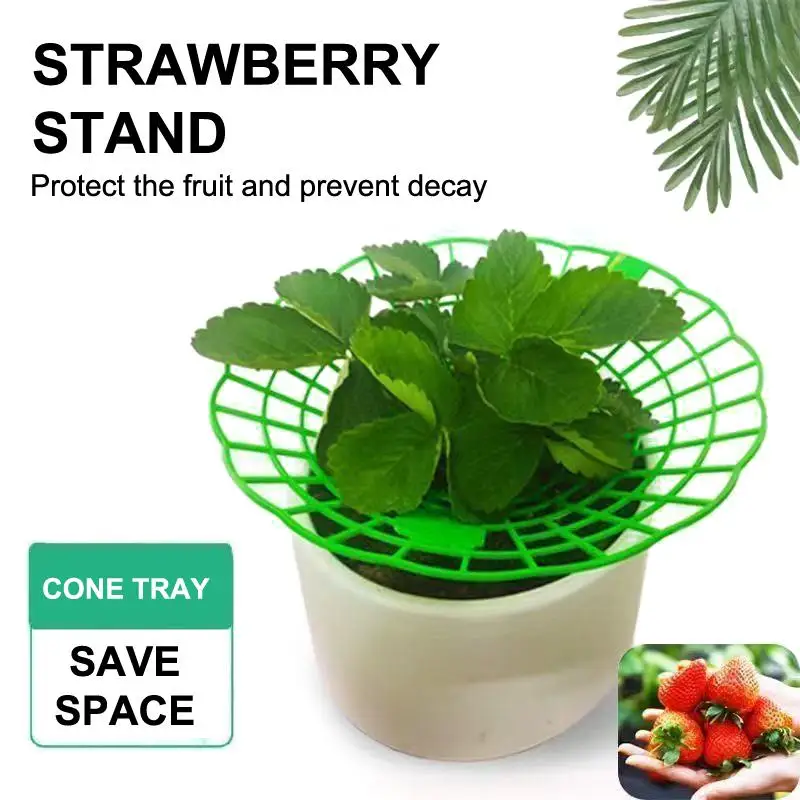 Strawberry Growing Rack with Reinforced Legs BPA-free Plastic Round Plant Support Stand for Home Garden Fruit Cultivation