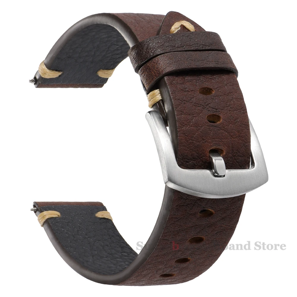 本革ストラップ時計ヴィンテージイタリアアンティークレザースマート時計バンド 20 ミリメートル 22 ミリメートルメンズ時計アクセサリー