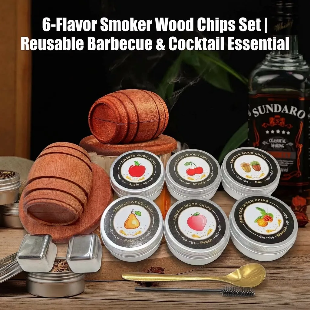 Cocktail Smoker Kit -4/6 Flavors +2 Icewine Stone Old Fashioned Drink Smoker Infuser -Whiskey Wooden Smoked Wood Hood Smoker